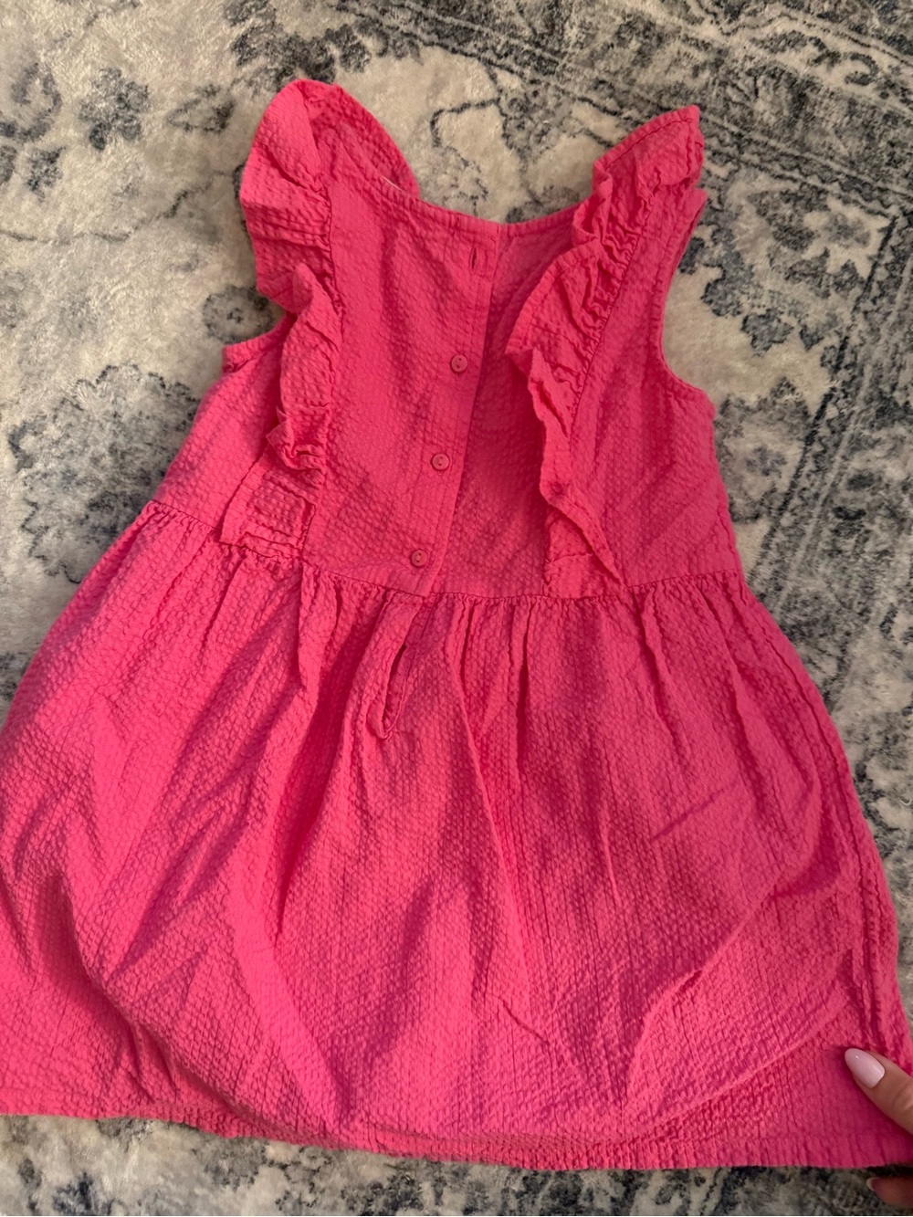Toddler Girls Pink Ruffle Sleeve Summer Dress • 3T